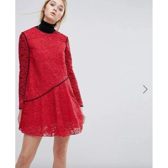 NWT Sportmax Code  Bosforo Size M Red Lace Dress New - Picture 5 of 14
